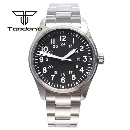 Tandorio 39mm Diving Pilot Automatic Watch for Men NH35/PT5000/Miyota8215 Movement AR Sapphire Crystal 20BAR Waterproof Luminous