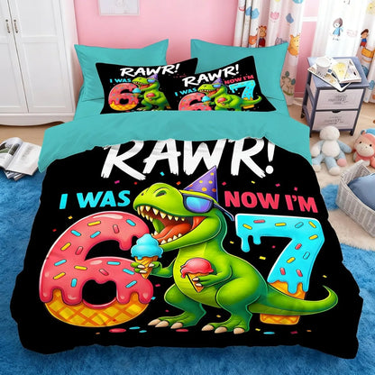 Set de lenjerie de pat Cartoon Print Six Seven 67, 2/3 piese, husă de pilotă și față de pernă pentru acasă, adolescenți și adulți, cadou pentru băieți și fete