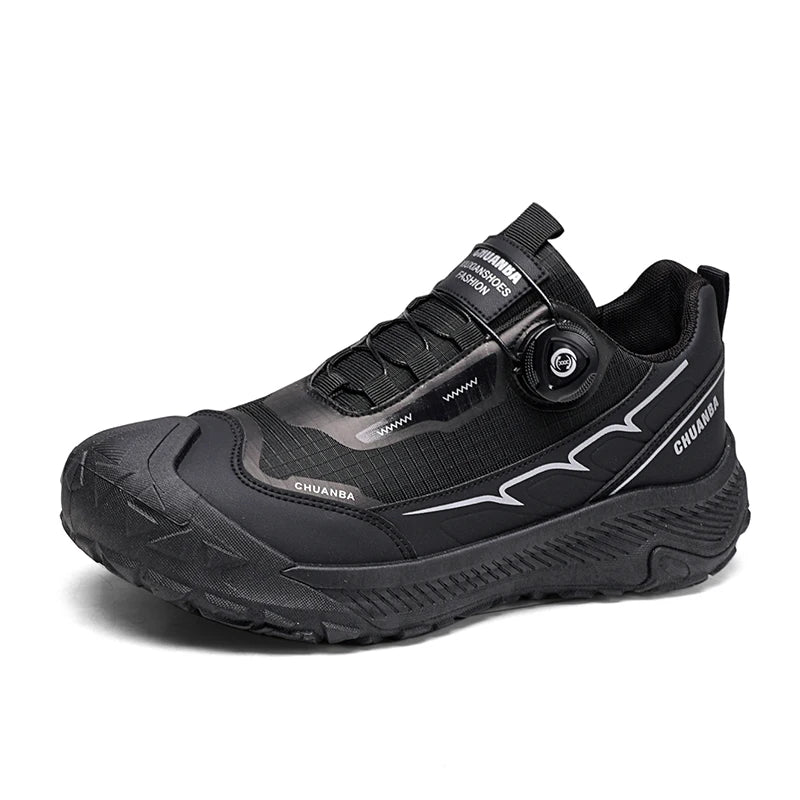 Rotary Buckle Men's Trekking Sneakers Outdoor Platform Hiking Shoes Men Sports Shoes Comfortable Non-slip Climbing Walking Shoes