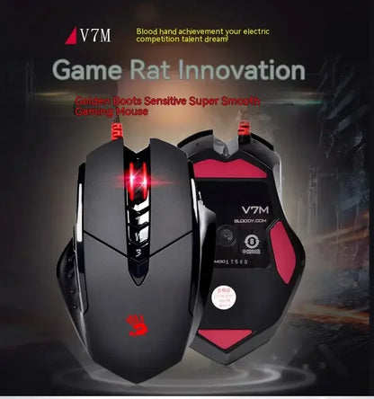 Bloody V7M Wired Mouse RGB Lightweight Ergonomics Design 4000dpi PC Office E-sports Gaming Macro Programming Mouse for CF LOL CS