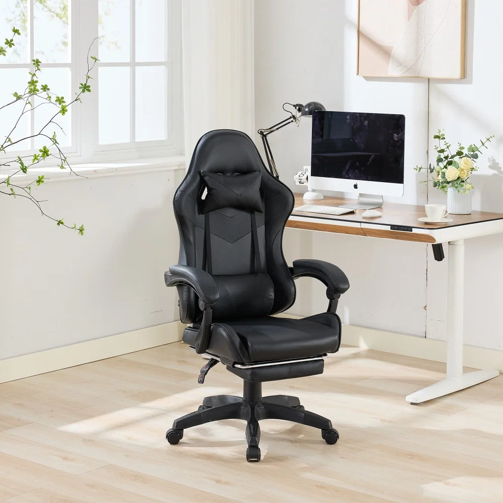 Ergonomic Rotating Gaming Chair, 360 Reclining Office Chair °   Pivoting, Height-Adjustable, Footrest, Headrest
