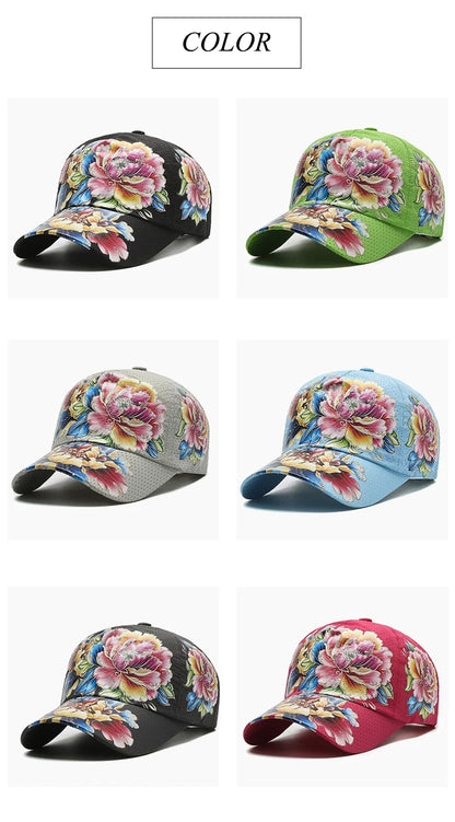 Casquette de baseball printemps/été à séchage rapide pour homme et femme, pour les activités de plein air, la plage et le camping, chapeau de soleil imprimé de fleurs de style chinois B149