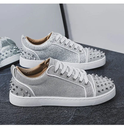 2025 New Men's Casual Shoes Comfortable Soft Punk Style Board Shoes Fashion Nail Anti Slip Wear Resistant Personalized Sneakers