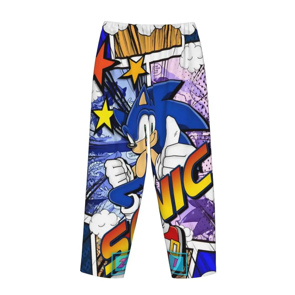 Custom Women Soniced Pajama Pants Printed Hedgehog Game Sleep Sleepwear Bottoms with Pockets