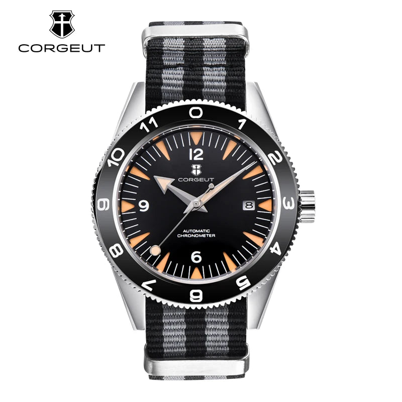 41MM Sapphire Glass 100m Waterproof Japan  Automatic Luminous Mens Watch Nylon Strap