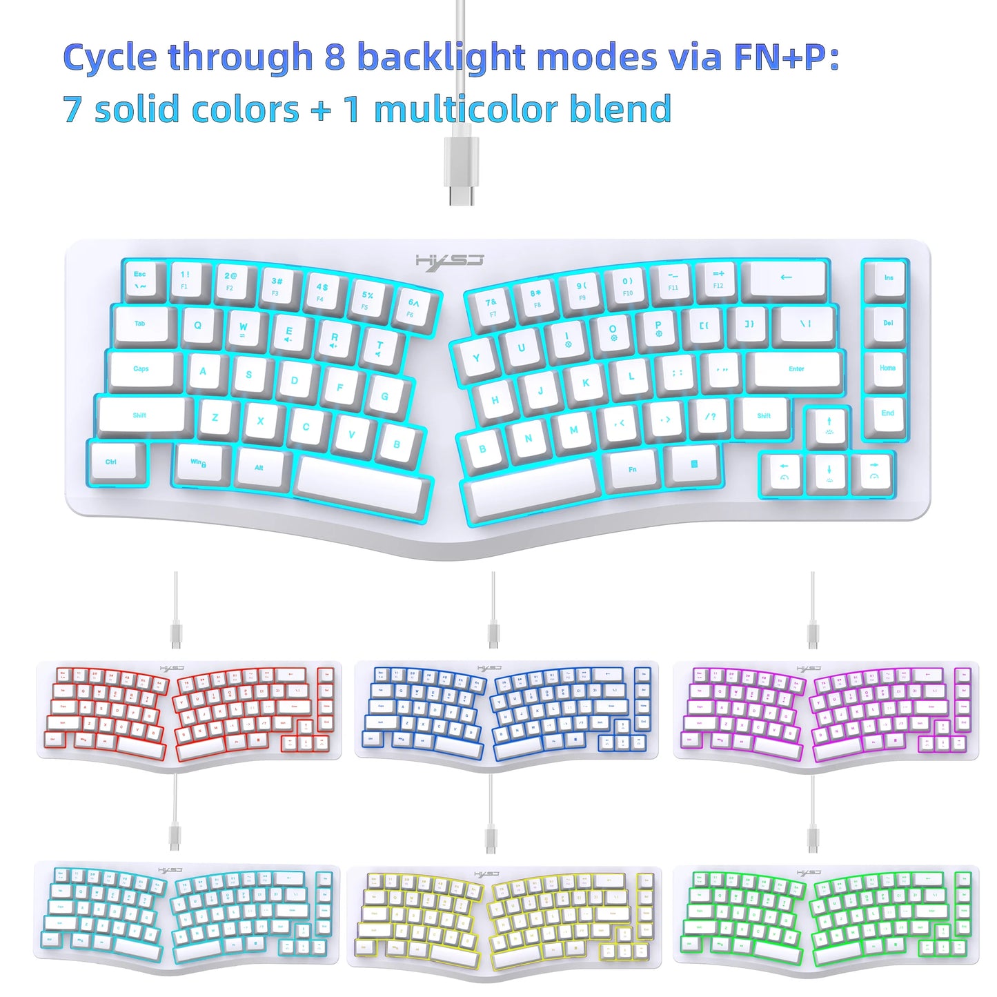 69 Key Wired Ergonomic Gaming Keyboard Keyboard Silent Irregular RGB Backlit Keyboard for Windows Linux Home Office Game PC