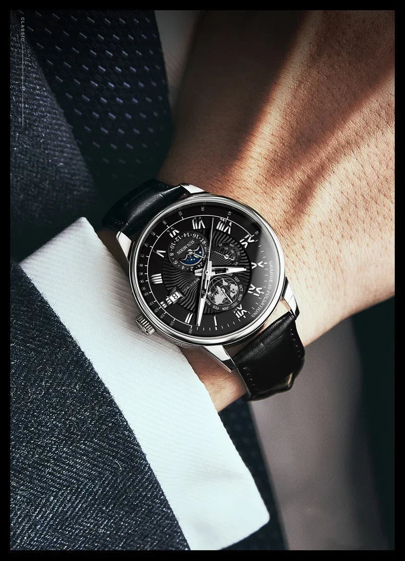 2026 New Luxury Men's Sport Watch Fashion Top Waterproof Luminous Leather Date Quartz Wristwatch Man's Clock