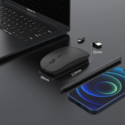 New Charging Type-C Wireless Mouse + USB Dual Receiver, Mute Ergonomic Design, 1000/1200/1600 Three-Speed DPI