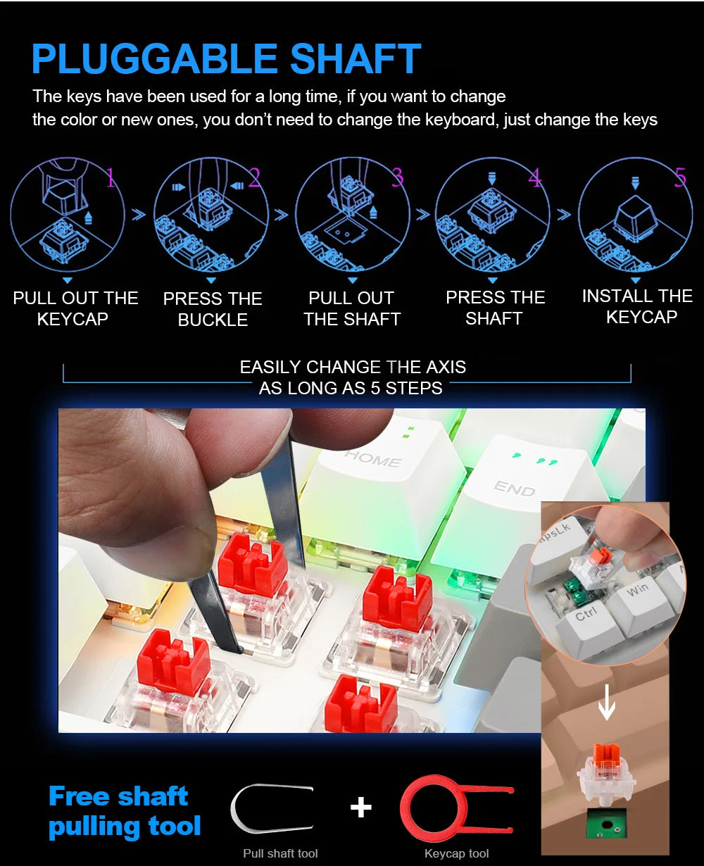 E-YOOSO Z11 RGB USB 60% Mini Mechanical Gaming Keyboard Blue Red Switch 61 Keys Wired Detachable Cable, Portable for Travel PC