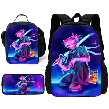 Hot Game Child School Backpack with Lunch Bags ,Design-F-FortniteS Pencil Bags ,School Bags for Boys Girls Best Gift