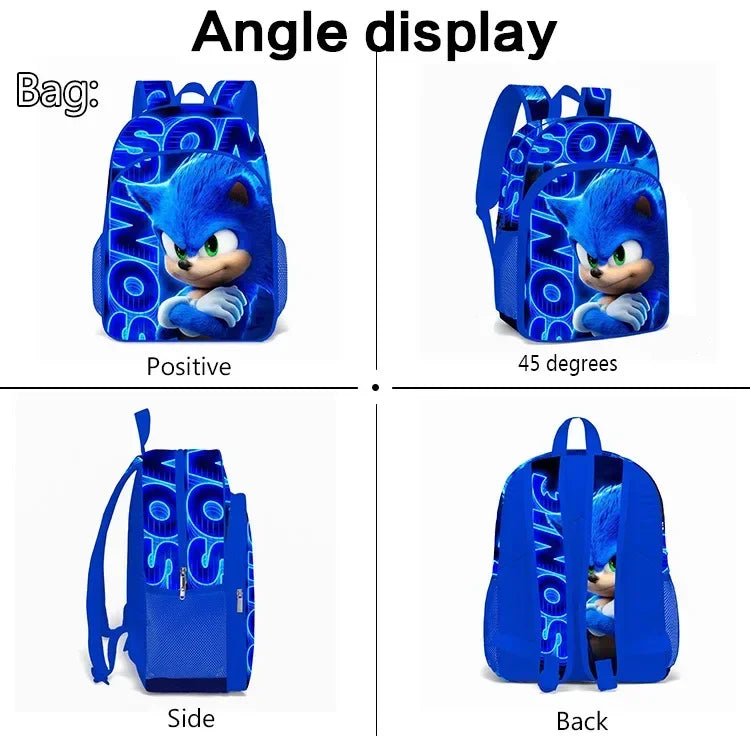 2026 New Arrival Sonic School Bag Lunch Bag Pencil Case Boys Girls Daily Use Book Cartoon Book Bags For Kids Christmas Gift