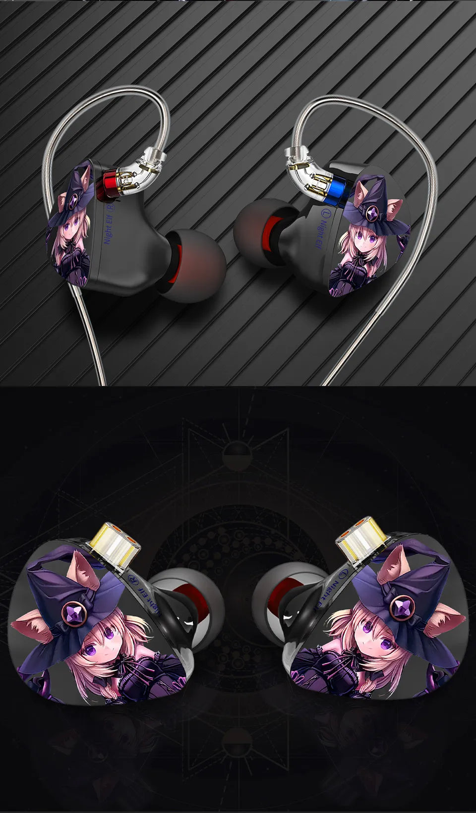 CVJ Nightelf in ear earphones Dual-channel three-unit  3.5mm metal plug earphone with silver-plated wire rod