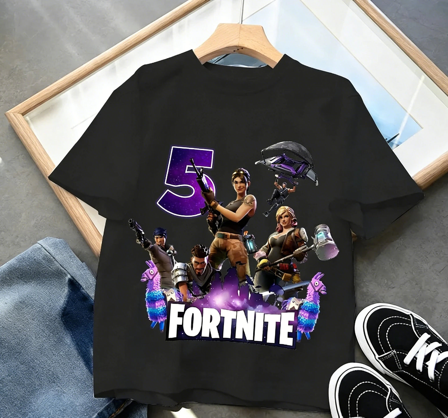 Detské narodeninové tričko Fortnite s číslom pre dievčatá a chlapcov, letné detské bavlnené tričko s krátkym rukávom na párty, darček pre batoľa