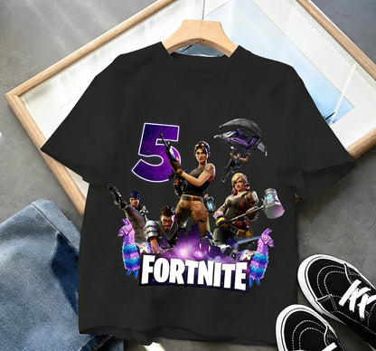 Detské narodeninové tričko Fortnite s číslom pre dievčatá a chlapcov, letné detské bavlnené tričko s krátkym rukávom na párty, darček pre batoľa