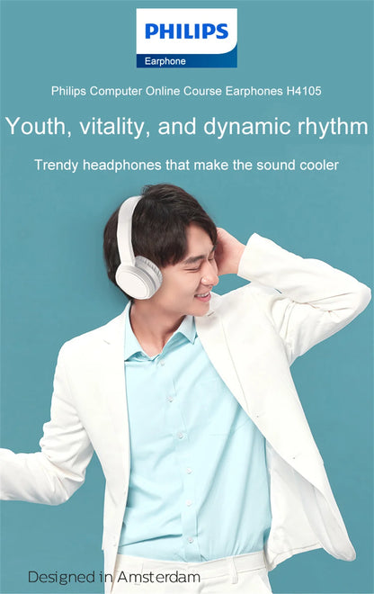 Philips TAH4105 Wired Headphones HiFi Stereo HD Call Headset With MIC Suitable For Online Learning And Outdoor Sports Earphones