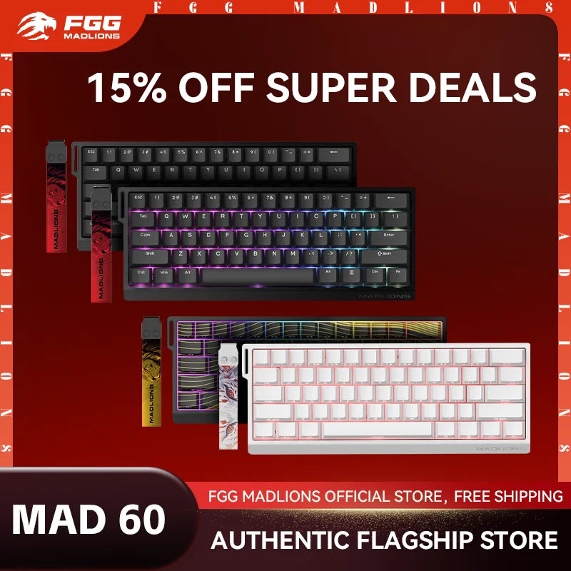 FGG MADLIONS MAD 60/68 HE Wired Gaming Keyboard Magnetic Switch 8K 60% Layout Hot Swappable Rapid Trigger RGB Custom Keyboard
