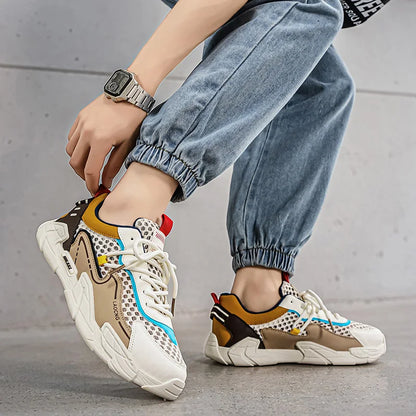 Mens Sports Shoes Summer Mesh Casual Fashion Lace Up Walking Shoes 2026 New Youth Daily Commuting Comfortable Versatile Sneakers