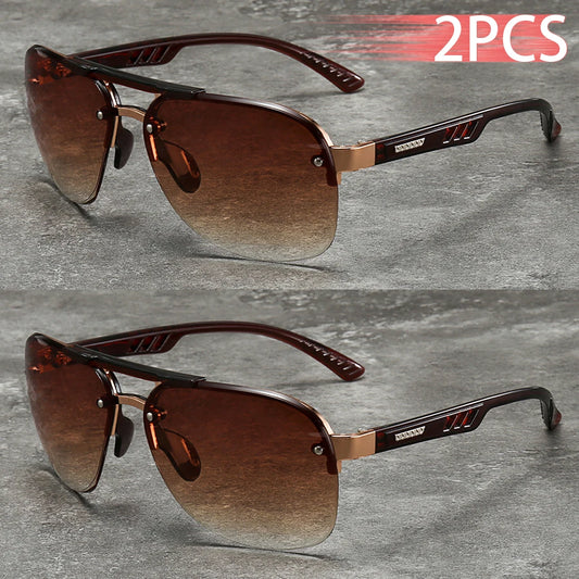 2PCS Fashion Luxury Gradient Lens  Men Women OutdoorSunglasses for Running Mountaineering Driving Fishing Travel MTB Eyewear