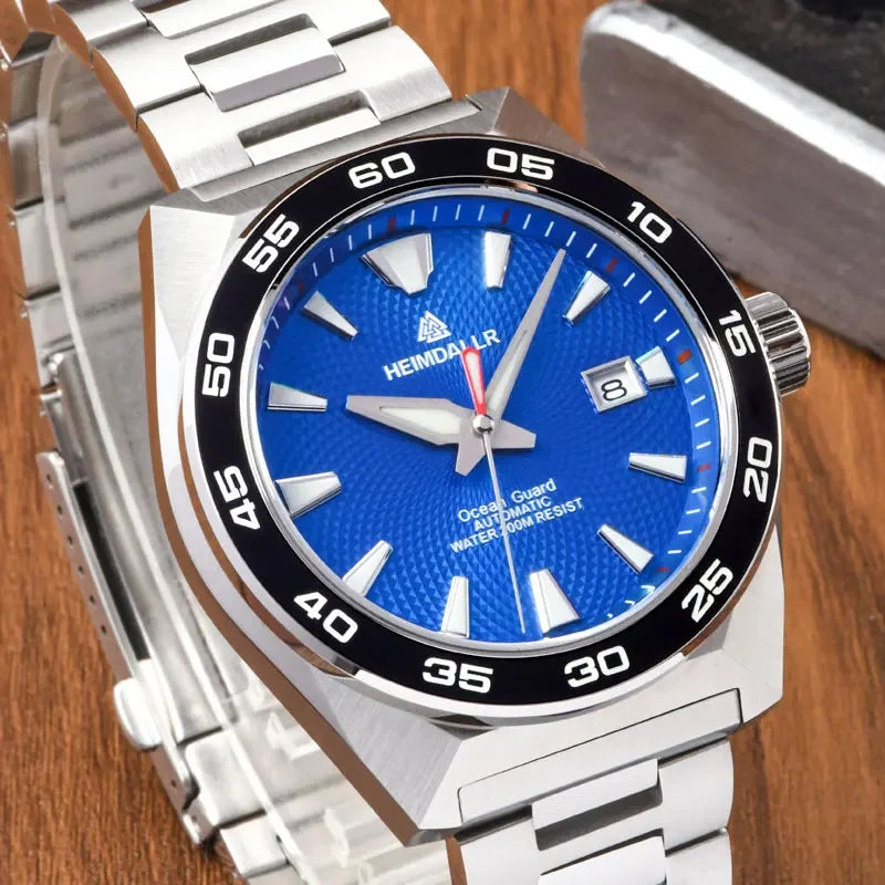 Heimdallr Monster GS Diver Men's Watch 43mm Blue Dial Sapphire Ceramic Bezel NH35 Automatic Movement Stainless Bracelet 20Bar