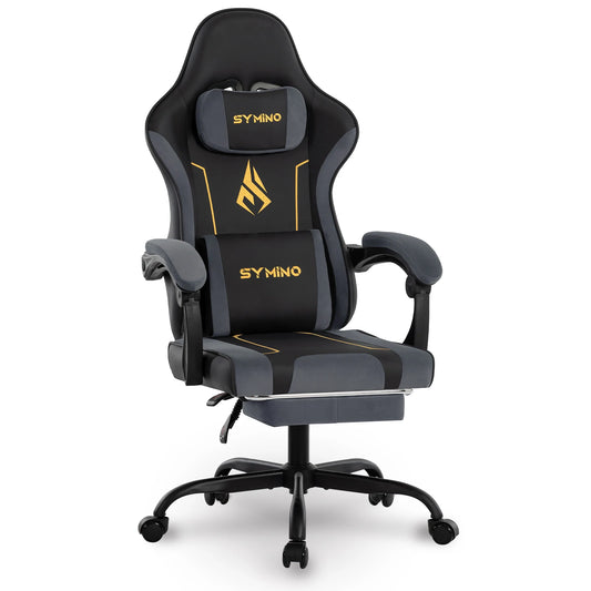 SYMINO Latex Cushion Ergonomic Gaming Chair – Racing Style, Adjustable with Footrest, 130kg Capacity