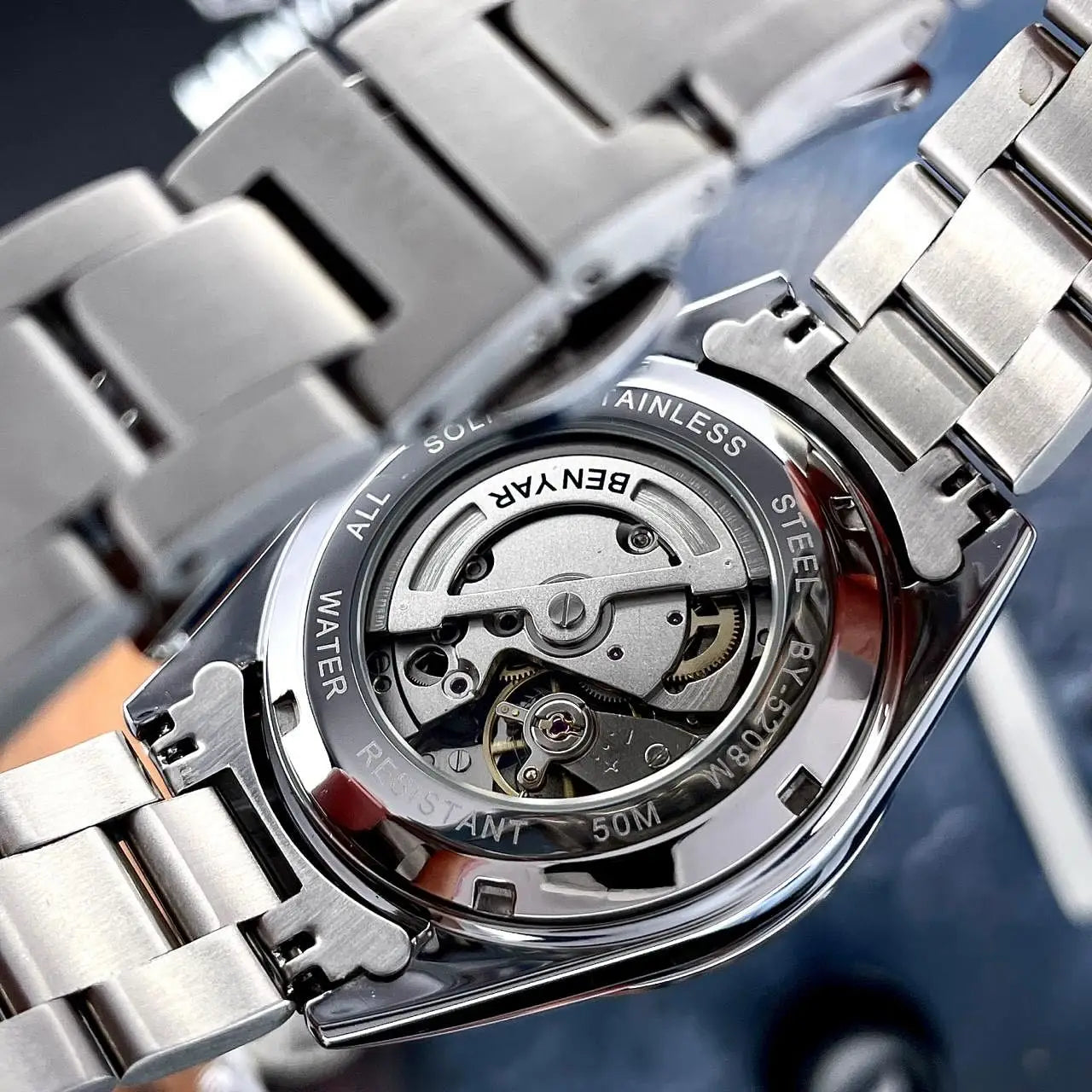 BENYAR luxury brand 40MM sand grain dial men's watch, stainless steel 50 meter waterproof automatic mechanical watch