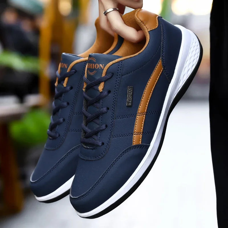 Leather Sneakers for Men, Casual Shoes, Soft Sole, Outdoor Walking Shoes, Sports, Four Seasons