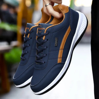 Leather Sneakers for Men, Casual Shoes, Soft Sole, Outdoor Walking Shoes, Sports, Four Seasons