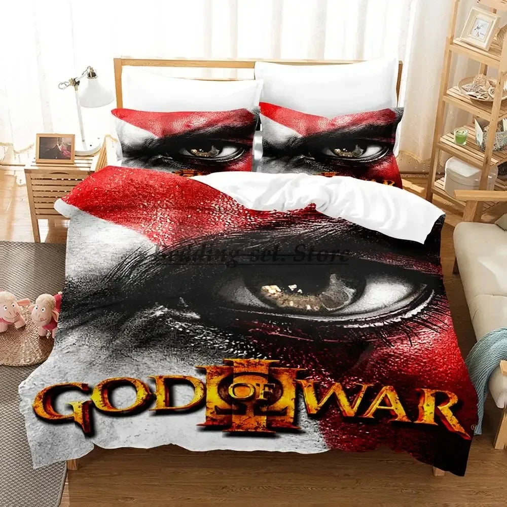 2023 Game God of War Bedding Set Single Twin Full Queen King Size Bed Set Aldult Kid Bedroom Duvetcover Sets Anime Bed Sheet Set