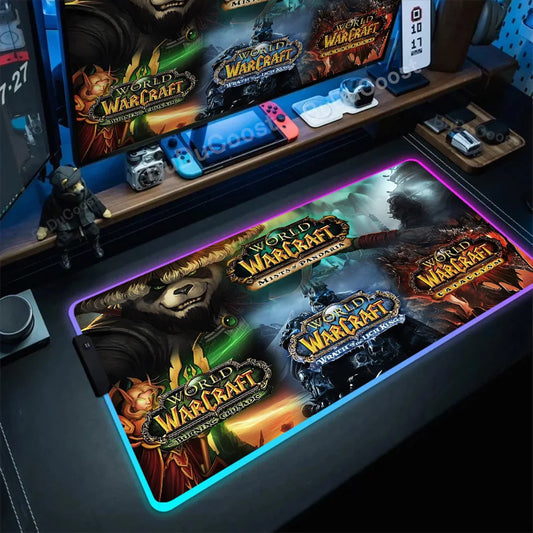 RGB Mouse Pad Game World Of Warcraft Large Table Pad Computer Accessories XXL Laptop Antislip Keyboard Pad LED Backlight Deskmat
