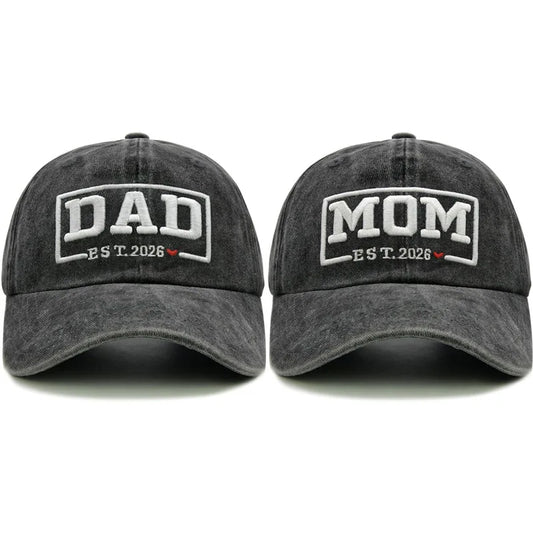 2pcs Retro Washed DAD MOM embroidery Embroidered Baseball Hat for women,Outdoor Sport Adjustable Sunshade breathable driver caps