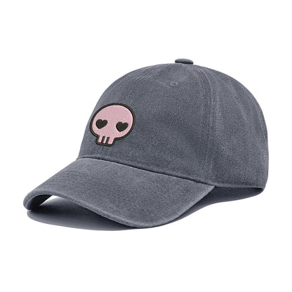 Retro stiliaus išplauta, susidėvėjusi beisbolo kepurė su išsiuvinėtu kaukolės motyvu, „Dad Hat“ stiliaus, vyrams ir moterims, kasdieninė, reguliuojama, lauko kepurė nuo saulės 260617
