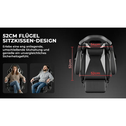 Gaming Chair Ergonomic Gaming Chair with Lumbar Pillow and Headrest, Gamer Chair Height Adjustable, Pc Chair for Adults Girls Boy, Black and White