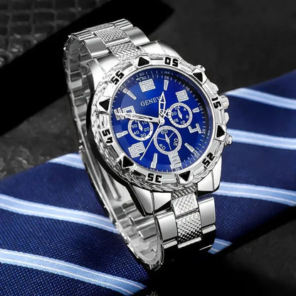 High Quality Stainless Steel Watchband Men Wristwatch Luxury Casual Quartz Watch Large Dial Business Watch