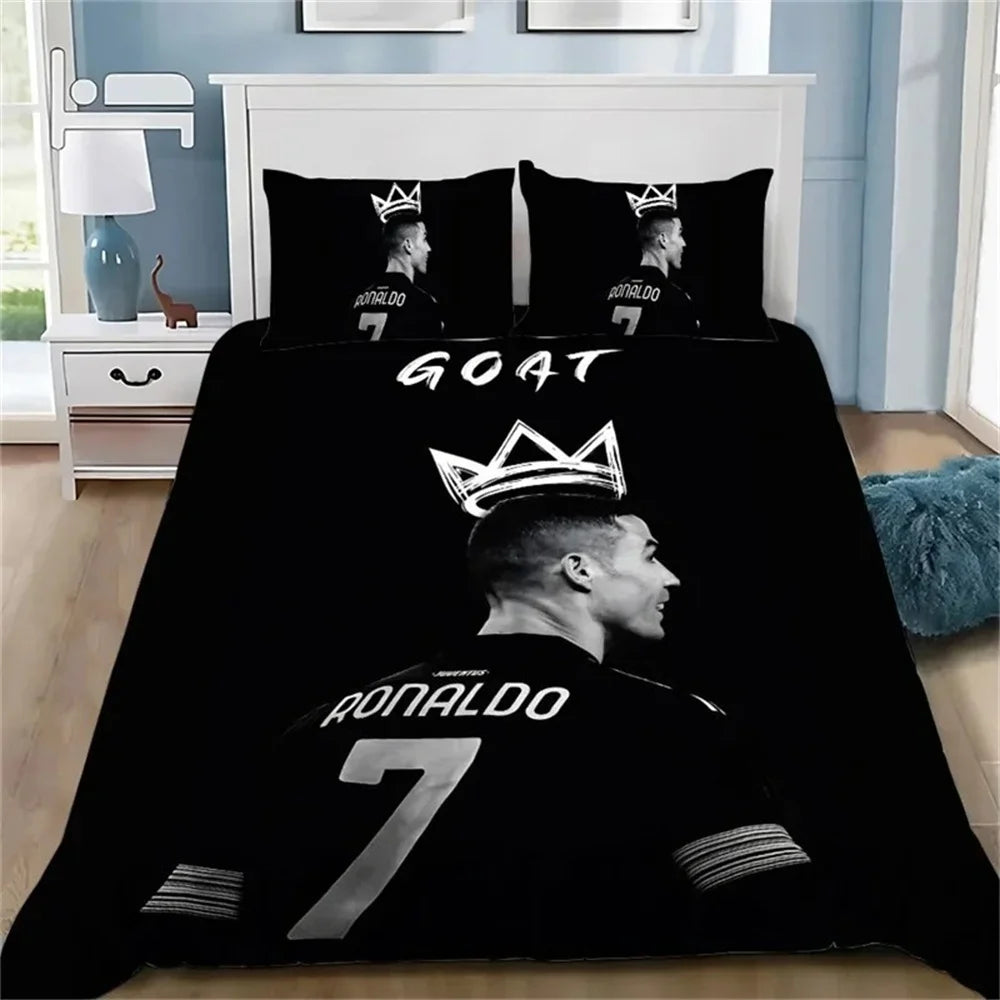 3D Duvet Cover Football CR7 Bedding Set Soft Comforter Cover With 1/2pcs Pillow Shams For Kids Adults Microfiber Quilt Cover
