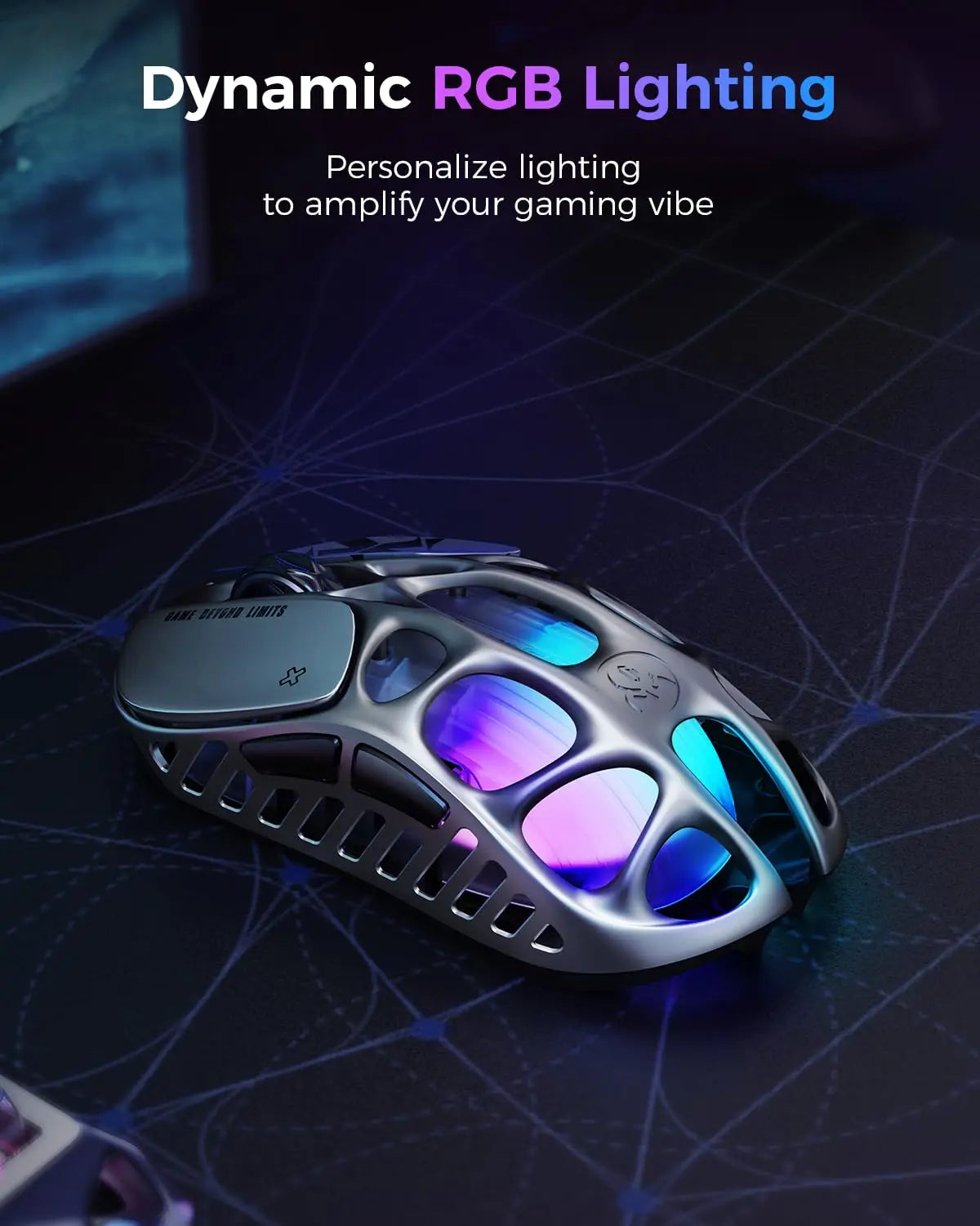 GravaStar Mercury X Wireless Gaming Mouse – 32,000 DPI PAW 3950 Sensor, 1000Hz Polling Rate, Only 49g, Magnesium Alloy Hollow F