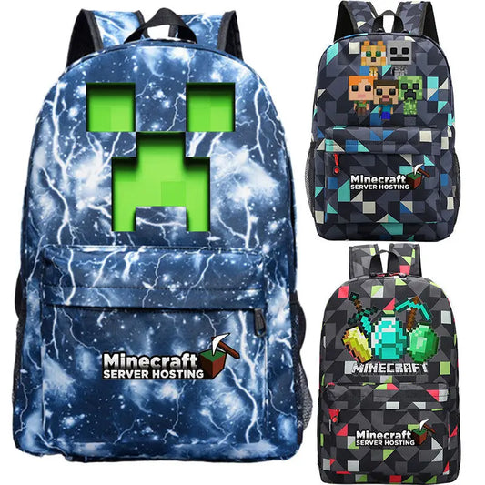 In Stock Minecraft Enderman Creeper Graphic Printed Backpack Large Capacity Lightweight Fashion Casual For Daily Travel Outdoor