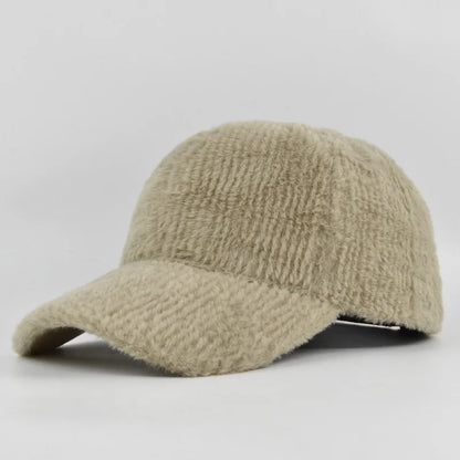 Autumn Winter Baseball Cap Women Artificial Lamb Wool Hats Keep Warm Cap Plush Baseball Caps Spring Baseball Cap Solid Sunshade