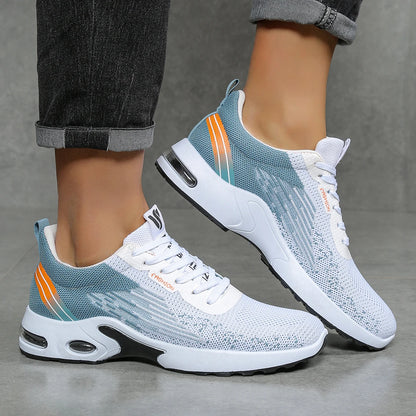 Men's shoes, men's casual shoes, breathable mesh, air-cushioned, soft-soled, color-blocked fashionable sports shoes