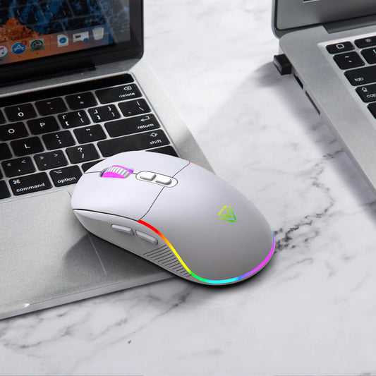 Tri-mode Mouse 2.4G Wireless/Bluetooth/Wired 6-speed DPI Adjustable 500mAh Battery RGB Lighting Esports Game Macro Office Mouse