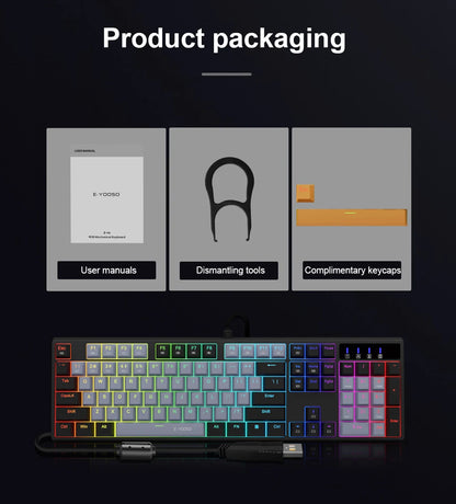 E-YOOSO Z14 RGB USB Mechanical Gaming Wired Keyboard Red Switch 104 Key Russian Brazilian Portuguese Gamer for Computer laptop