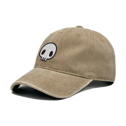 Retro stiliaus išplauta, susidėvėjusi beisbolo kepurė su išsiuvinėtu kaukolės motyvu, „Dad Hat“ stiliaus, vyrams ir moterims, kasdieninė, reguliuojama, lauko kepurė nuo saulės 260617