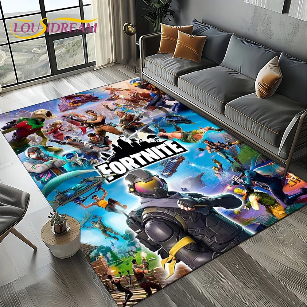 2025 New Style Fortnite-e Cartoon Rug Carpet for Living Room Bedroom Decor, Floor Mat Non-slip Decoration for Sofa Doormat Kids