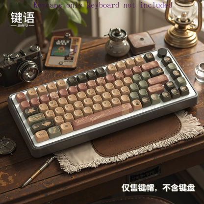Coffee, Fantasy Dust MOA Keycap PBT 112 Key, Customized for 60/84/98/108MX Switch Mechanical Keyboard