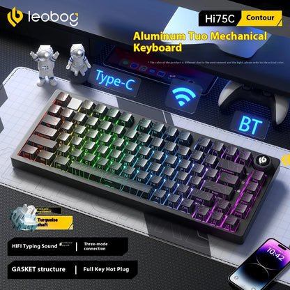 LEOBOG Hi75C Mechanical Wireless Keyboard Aluminium 3-Mode With Knob Hot Swap RGB Gasket Hi75C Gaming Keyboard Customization PC