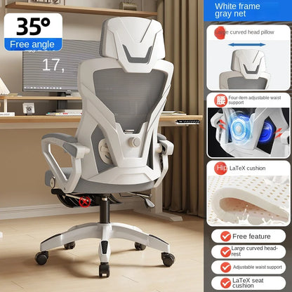 Ergonomic Reclining Seat, Comfortable Office Chair, Household Computer Chair, Student Dormitory, Gaming Chair with Footrest