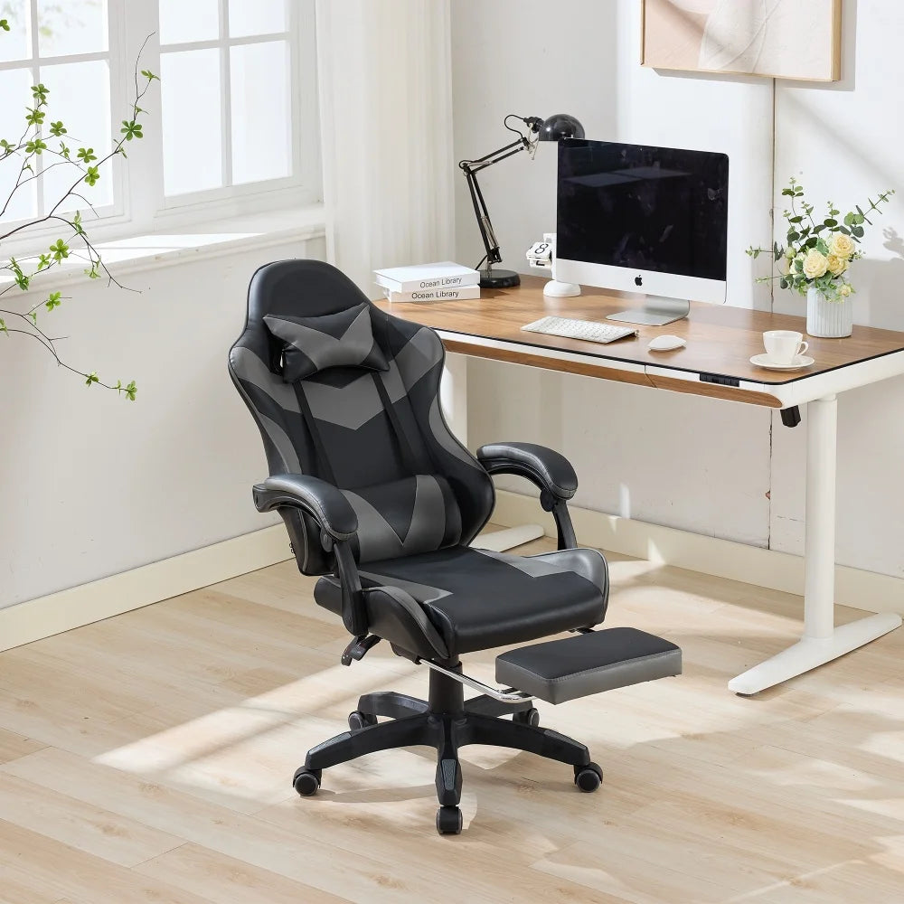 Ergonomic Rotating Gaming Chair, 360 Reclining Office Chair °   Pivoting, Height-Adjustable, Footrest, Headrest
