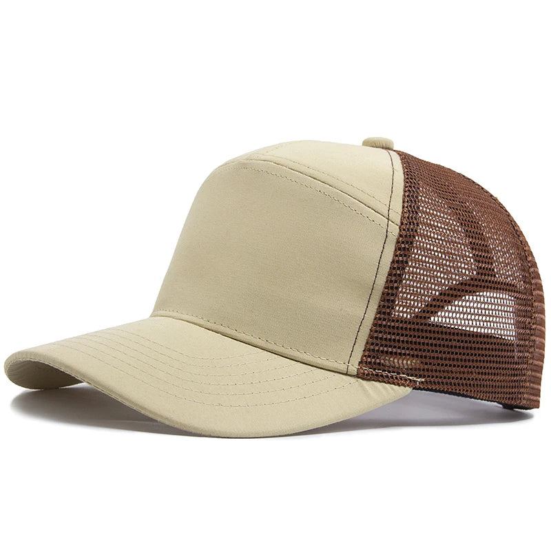 Casquette de baseball 7 panneaux d'été, casquettes en maille tendance hip-hop pour hommes, casquette de camionneur, visière, casquette à visière rigide, casquette snapback, pour femmes, unisexe, nouvelle marque tendance