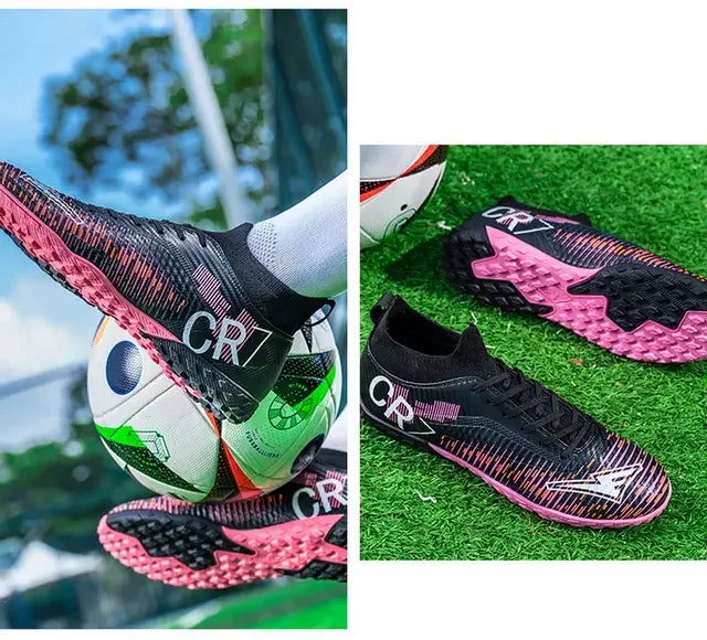 Kinder-Fußballschuhe mit Zehenschutz, Schnürverschluss, kurzen rutschfesten Stollen, strapazierfähig und atmungsaktiv, für Outdoor-Spiele auf Rasen