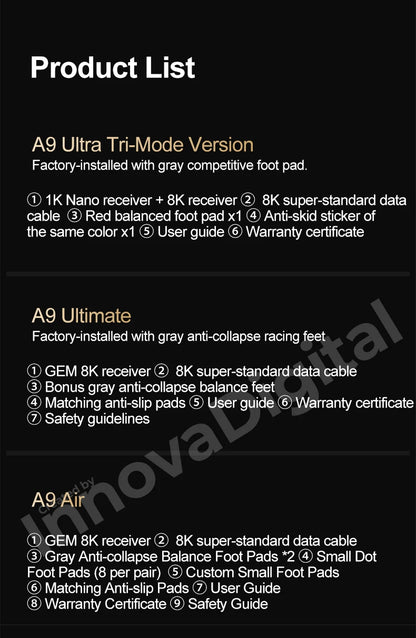 ATK Dragonfly A9 Ultimate Wireless Gaming Mouse A9 Air PAW3950 Ultra Lightweight Ergonomic E-sports Gamer FPS Mice CSGO A9 Ultra