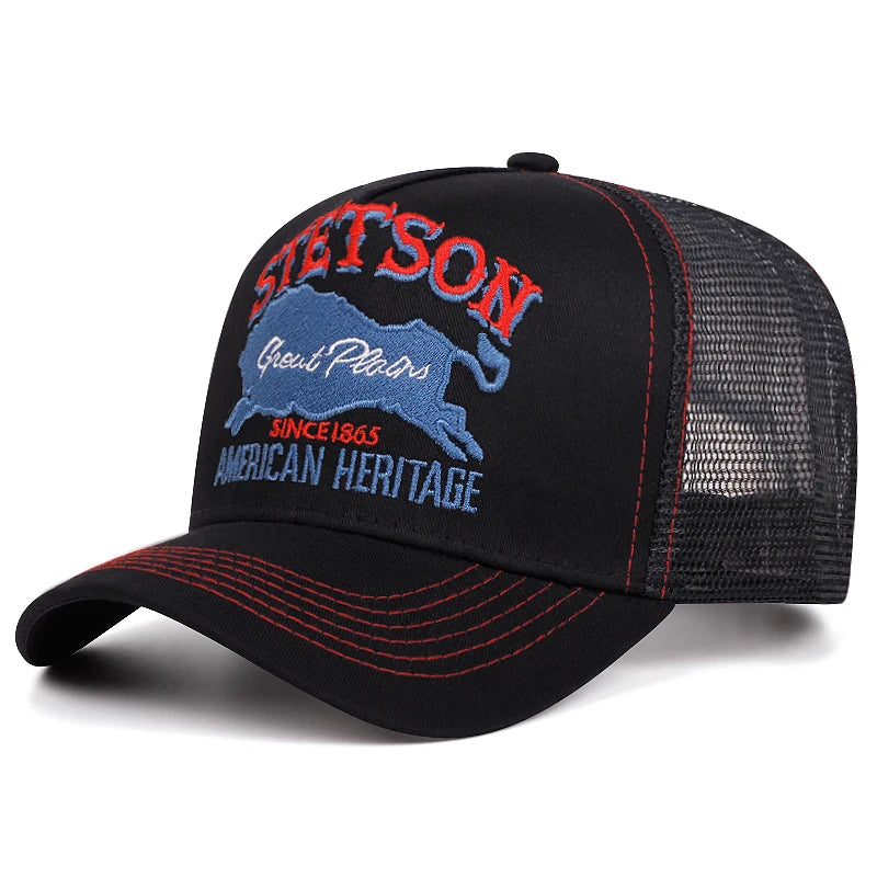 2025 Personalized New Truck Hat STATION Blue Bull Mesh Hat Men's Street HipHop Hat Women's Daily Commuting Sunshade Baseball Hat